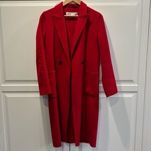 Zara red coat in small.
